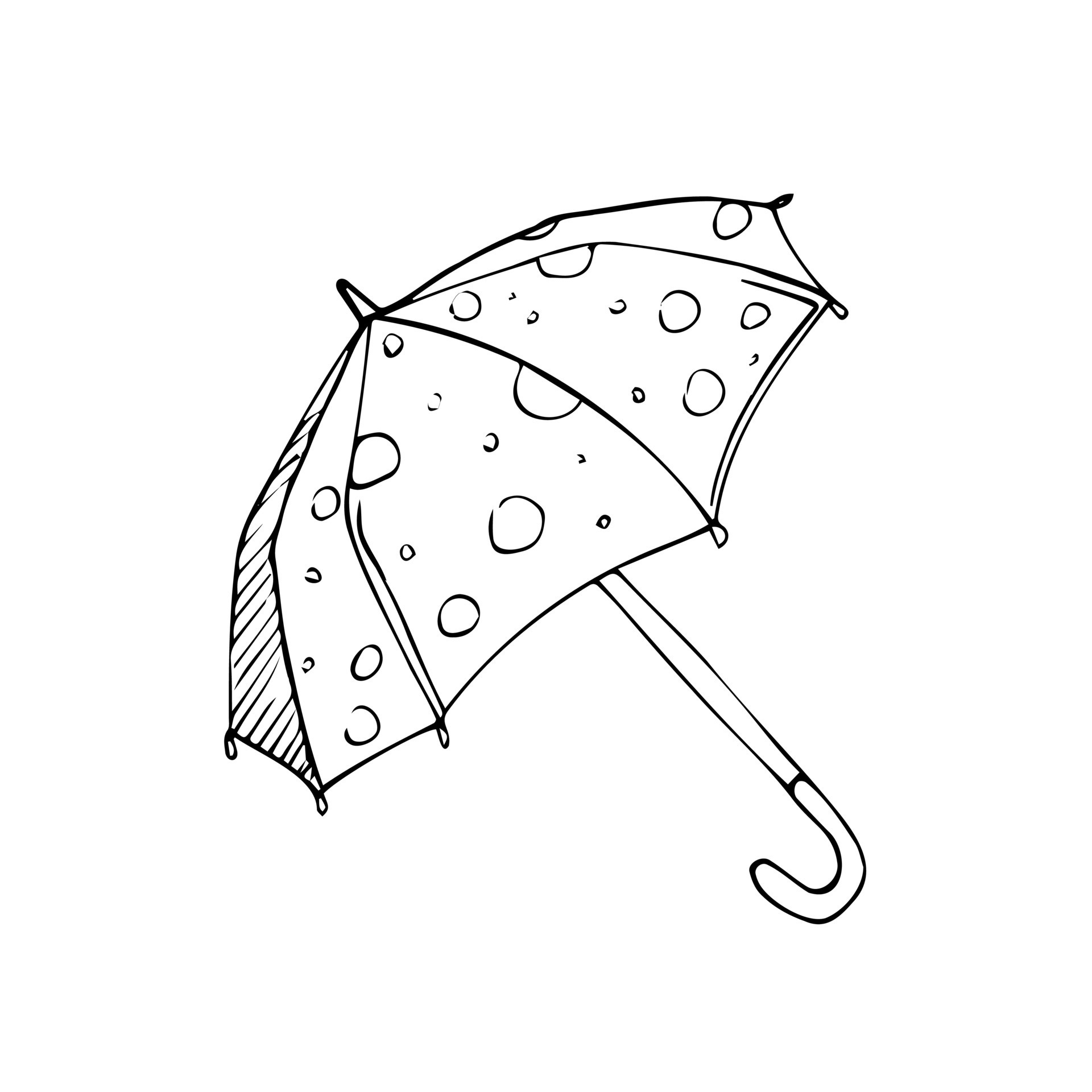 Vector umbrella. Doodle umbrella drawn with black lines. Black painted