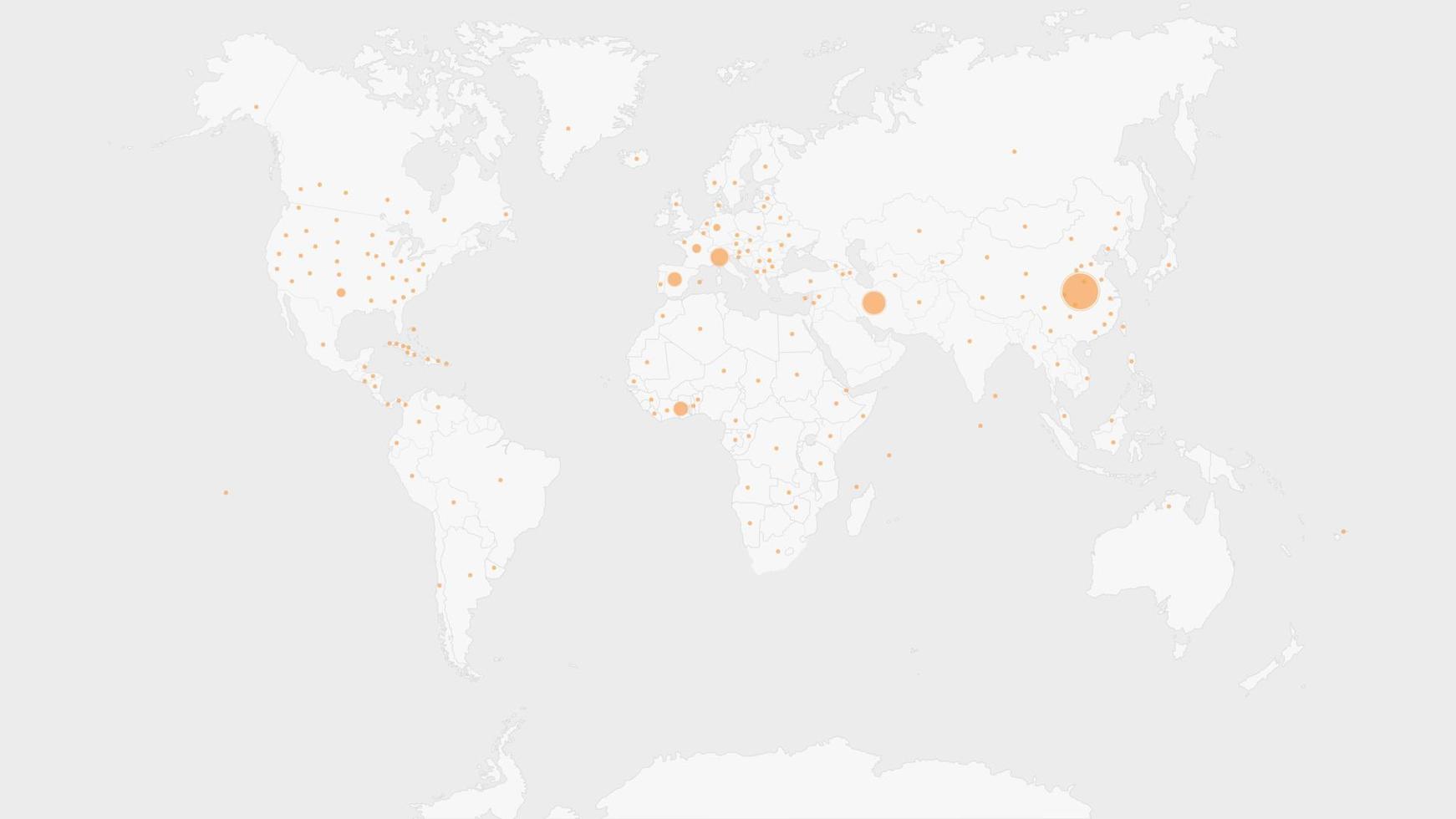 Coronavirus COVID-19 cases on world map. Countries by number of confirmed COVID-19 cases. Easy to edit map. Infographics design. Data source WHO, 28 February 2020. vector