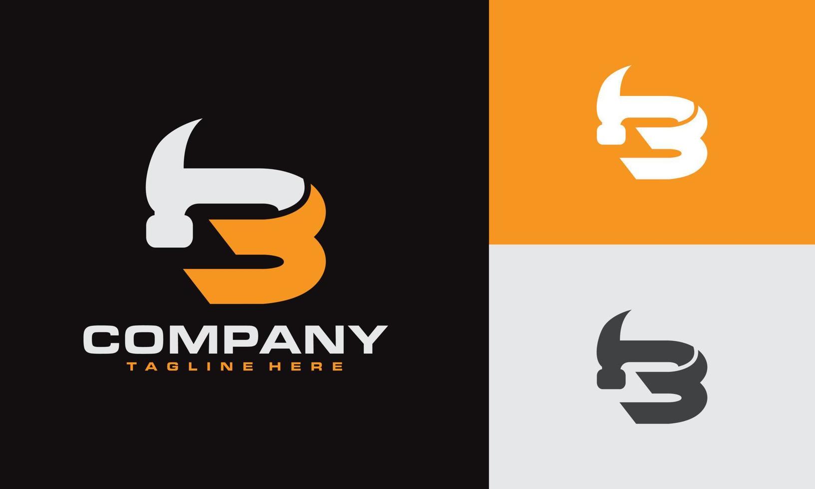 initials B hammer logo vector