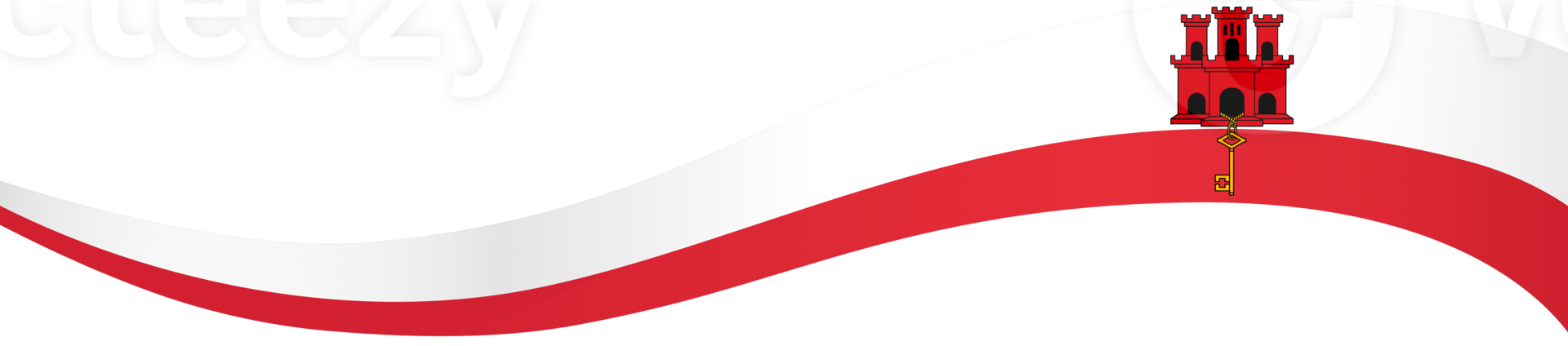 Gibraltar flag wave isolated on png or transparent background