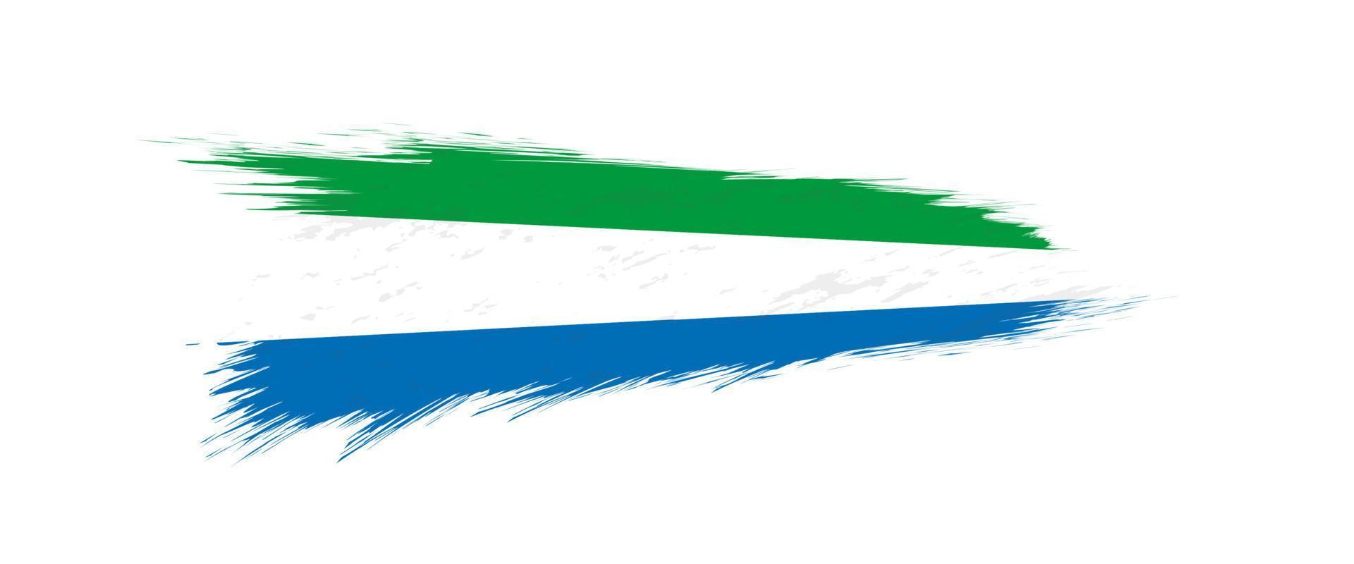 Flag of Sierra Leone in grunge brush stroke. vector