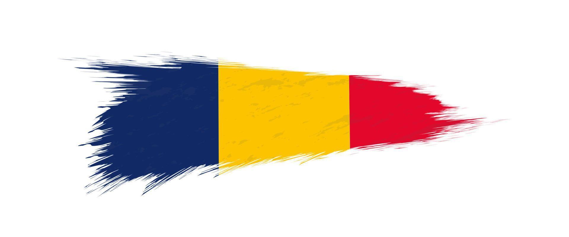 Flag of Chad in grunge brush stroke. vector