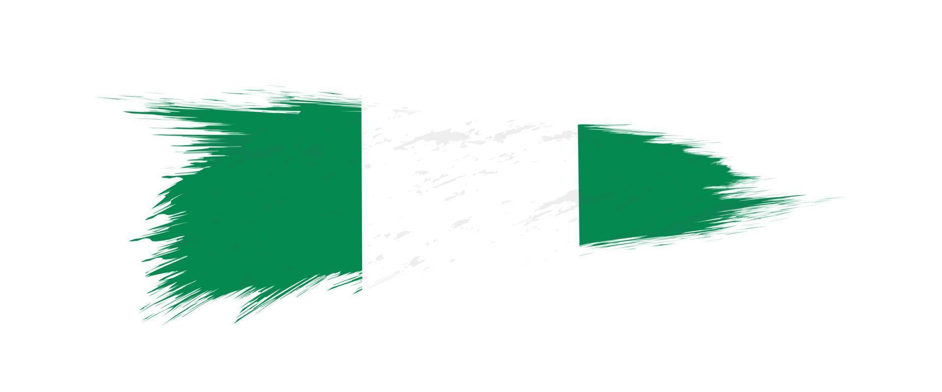 bandera de Nigeria en grunge cepillo ataque. vector