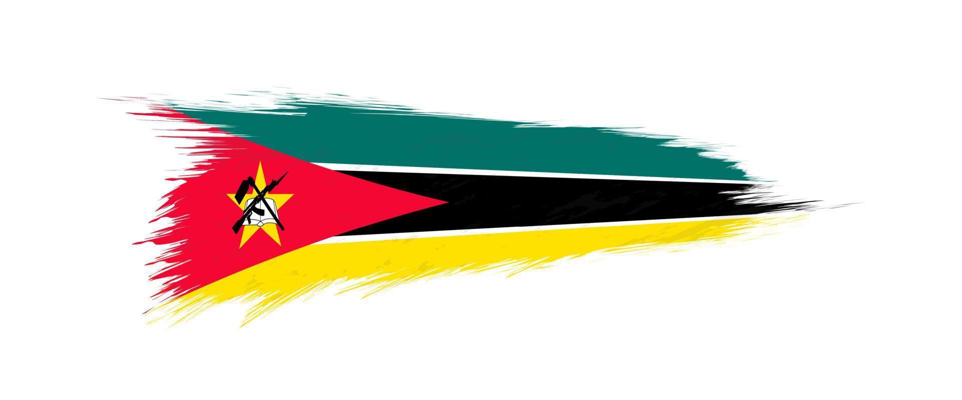 bandera de Mozambique en grunge cepillo ataque. vector