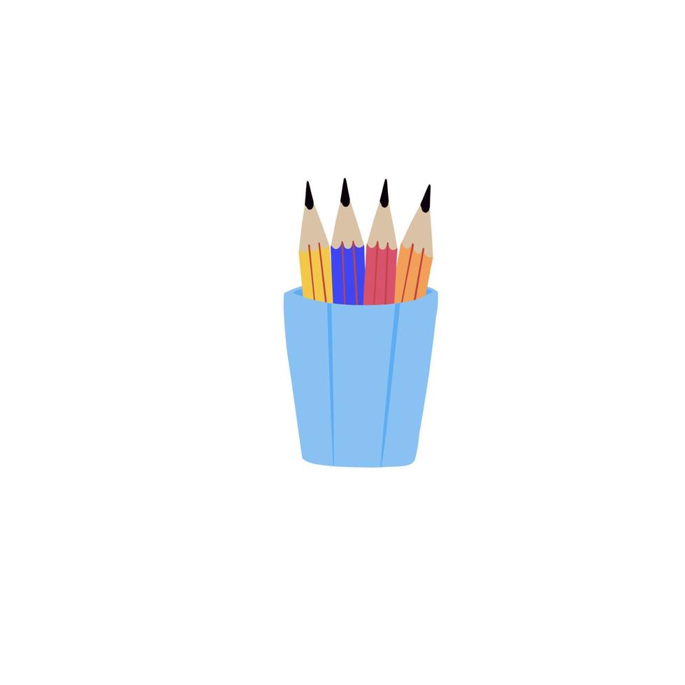 Pencils in a glass different four colours vector