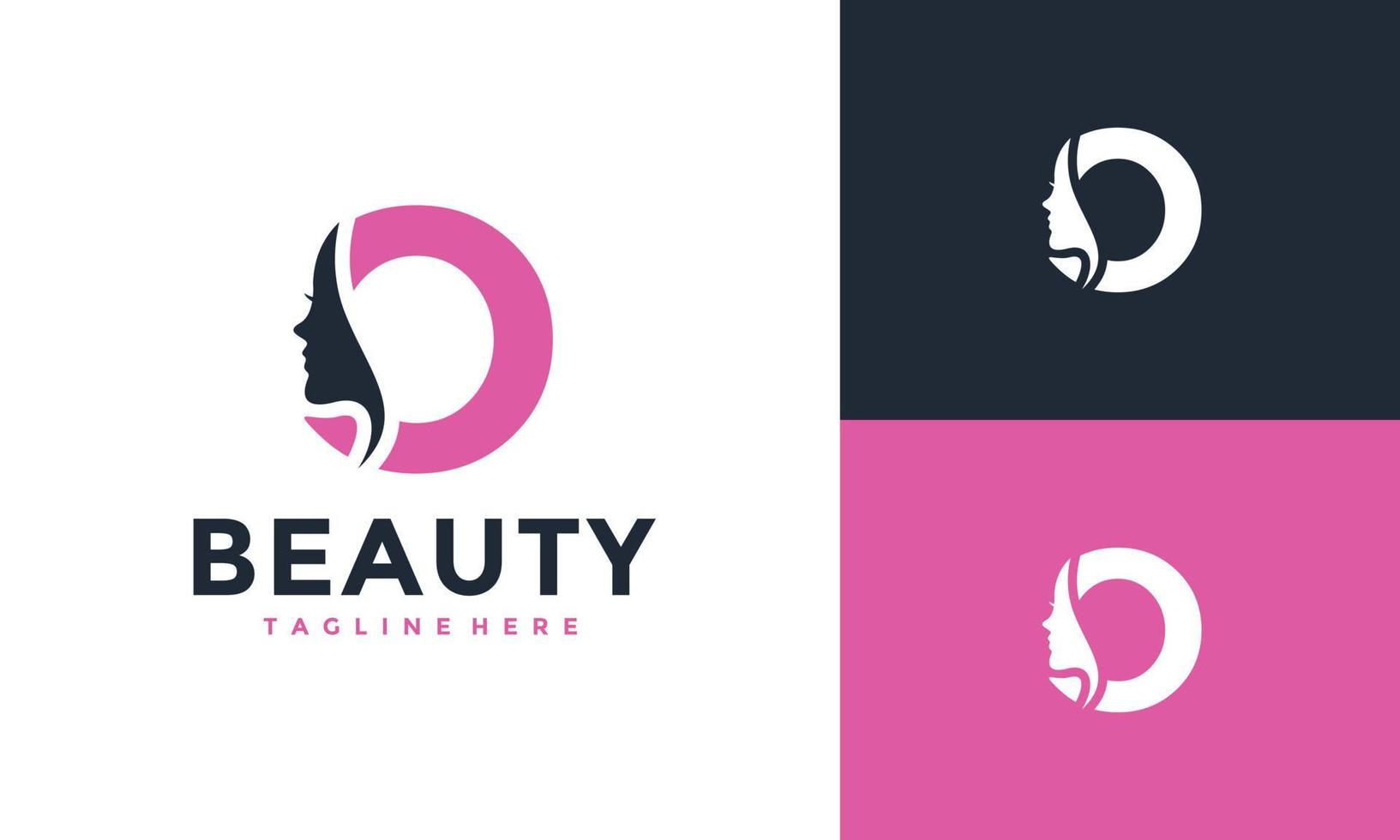 initial O beauty face logo vector