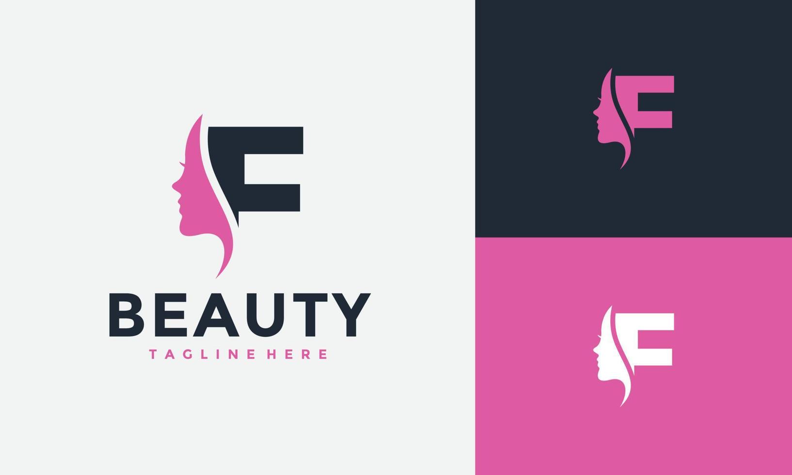 inicial F belleza cara logo vector