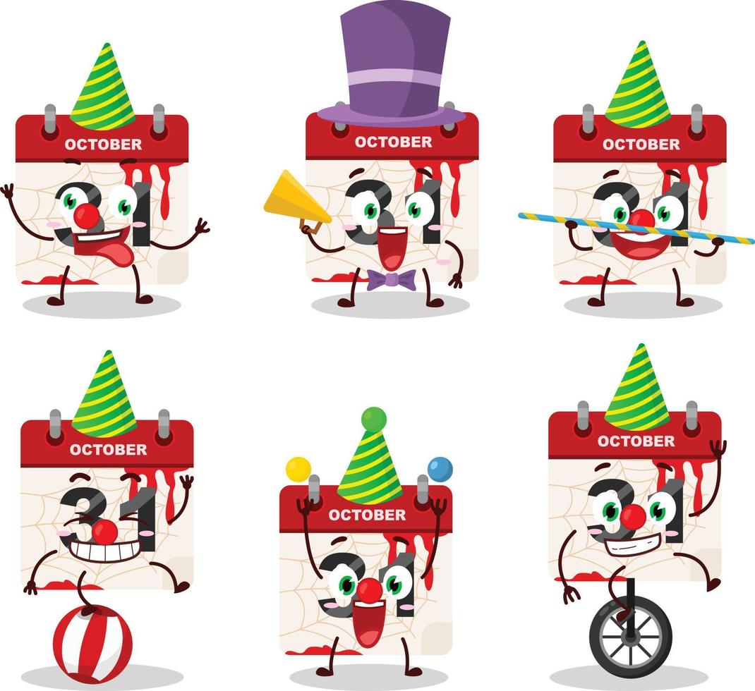 Cartoon character of halloween calendar with various circus shows vector