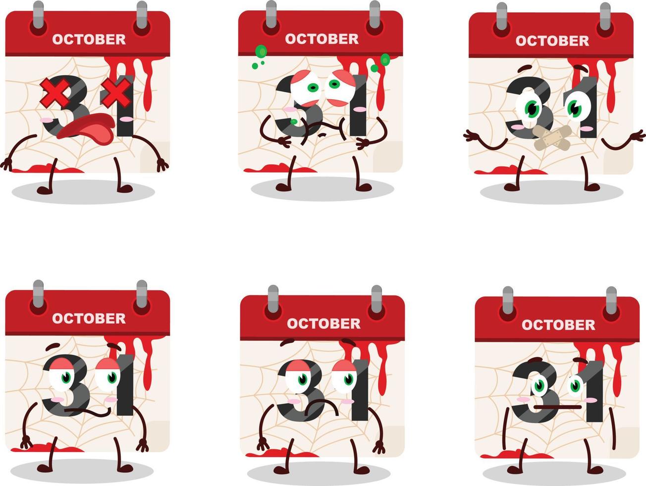 Halloween calendar cartoon character with nope expression vector