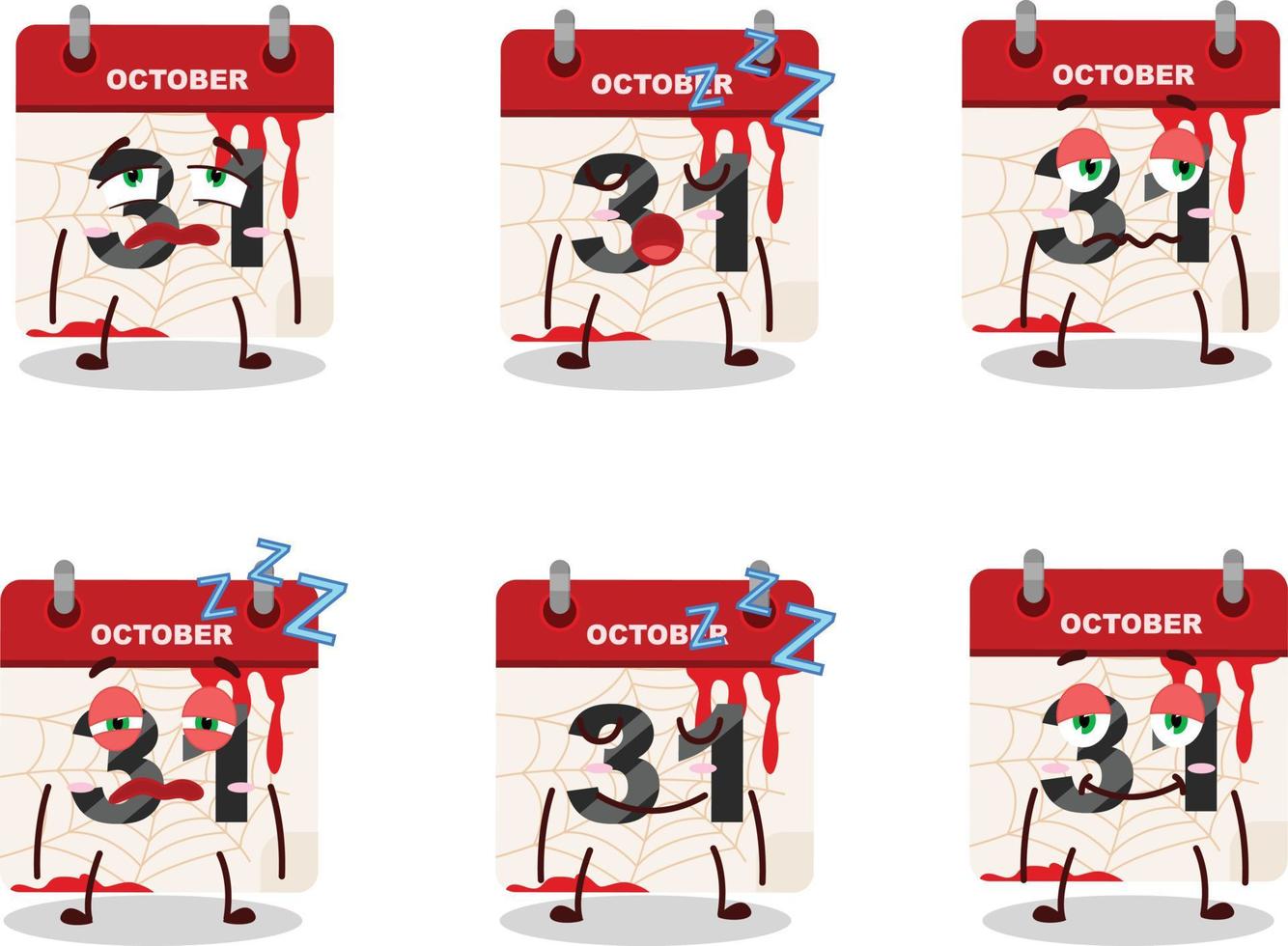 Cartoon character of halloween calendar with sleepy expression vector