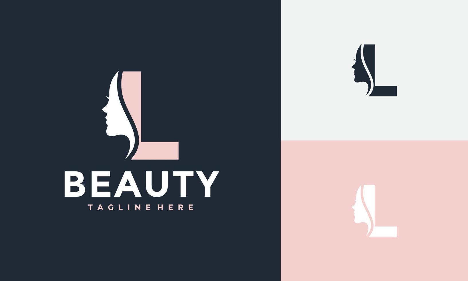 initial L beauty face logo vector