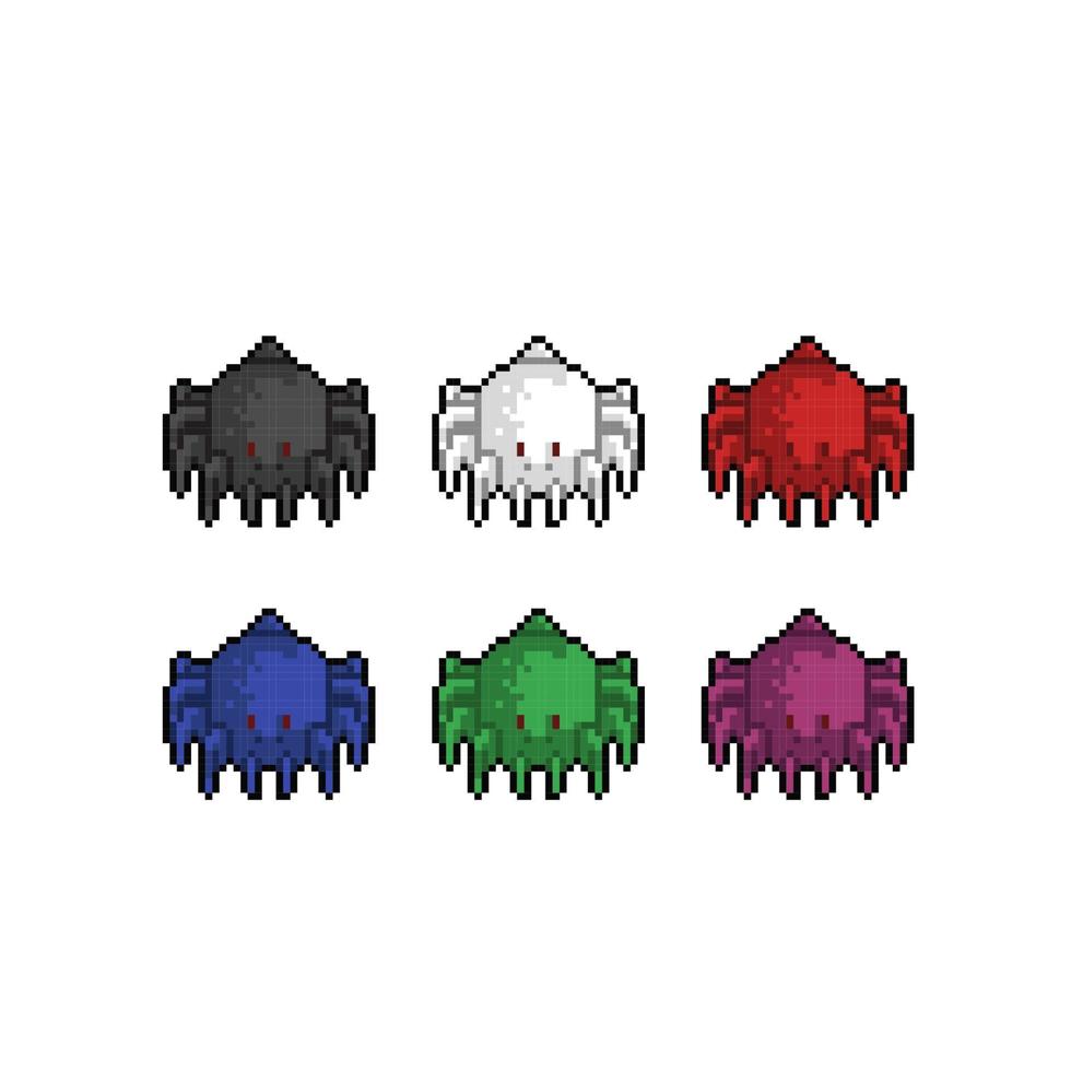 spider with different color in pixel art style vector