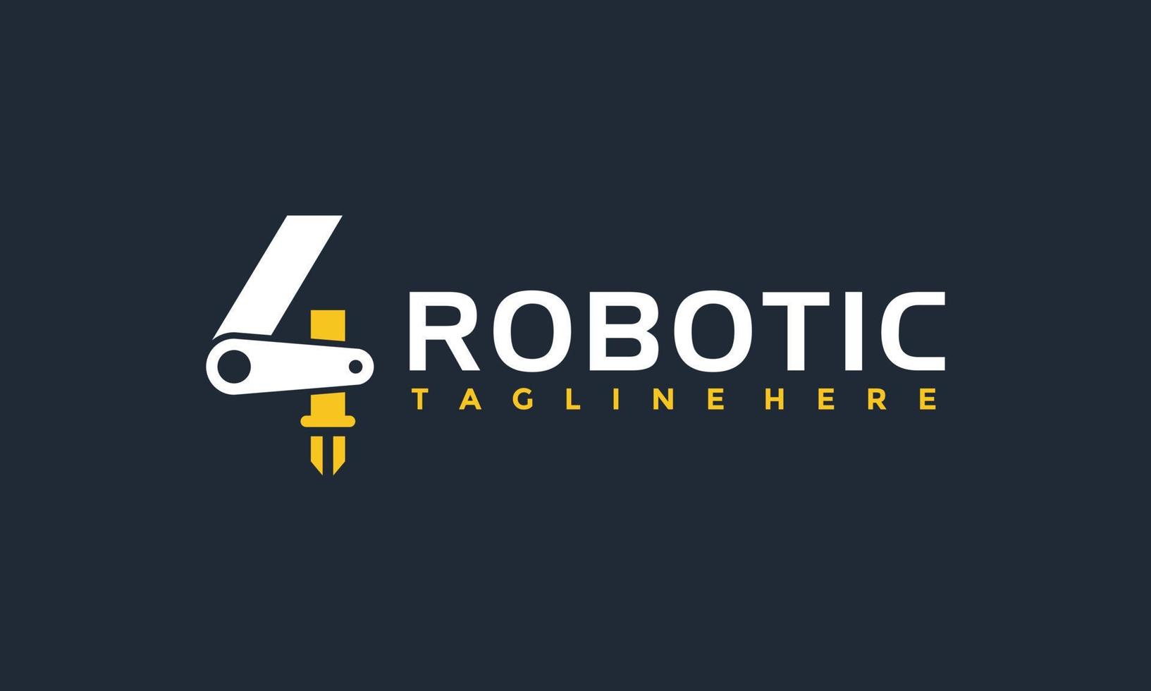 número cuatro robot brazo logo vector