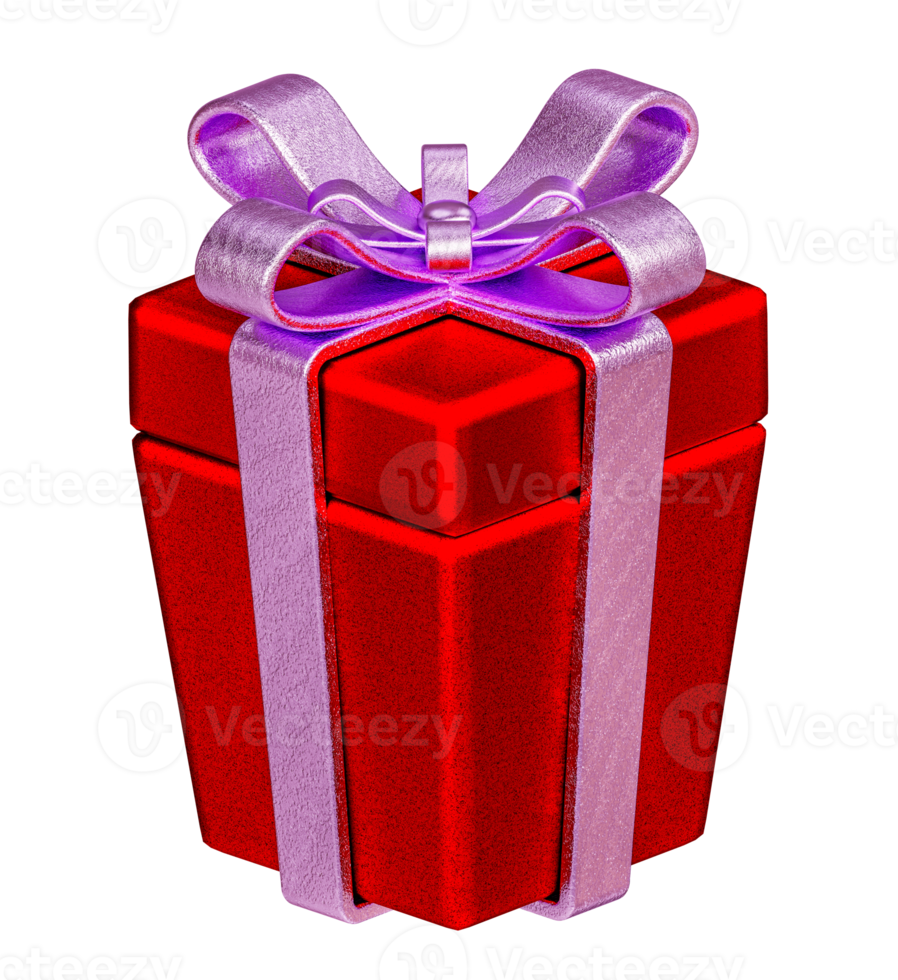 red gift box 3d.red gift box and purple bow png