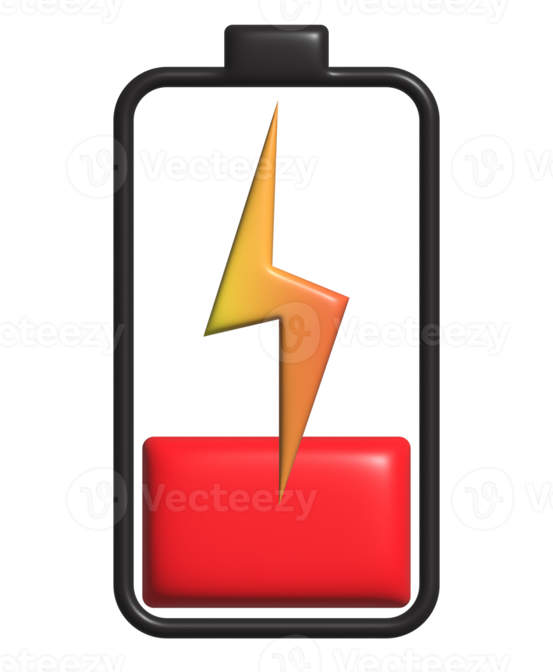 icon battery empty red 3d.3d red low battery icon 22224916 PNG