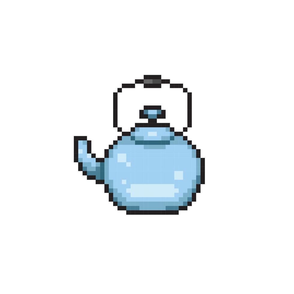 iron teapot in pixel art style vector