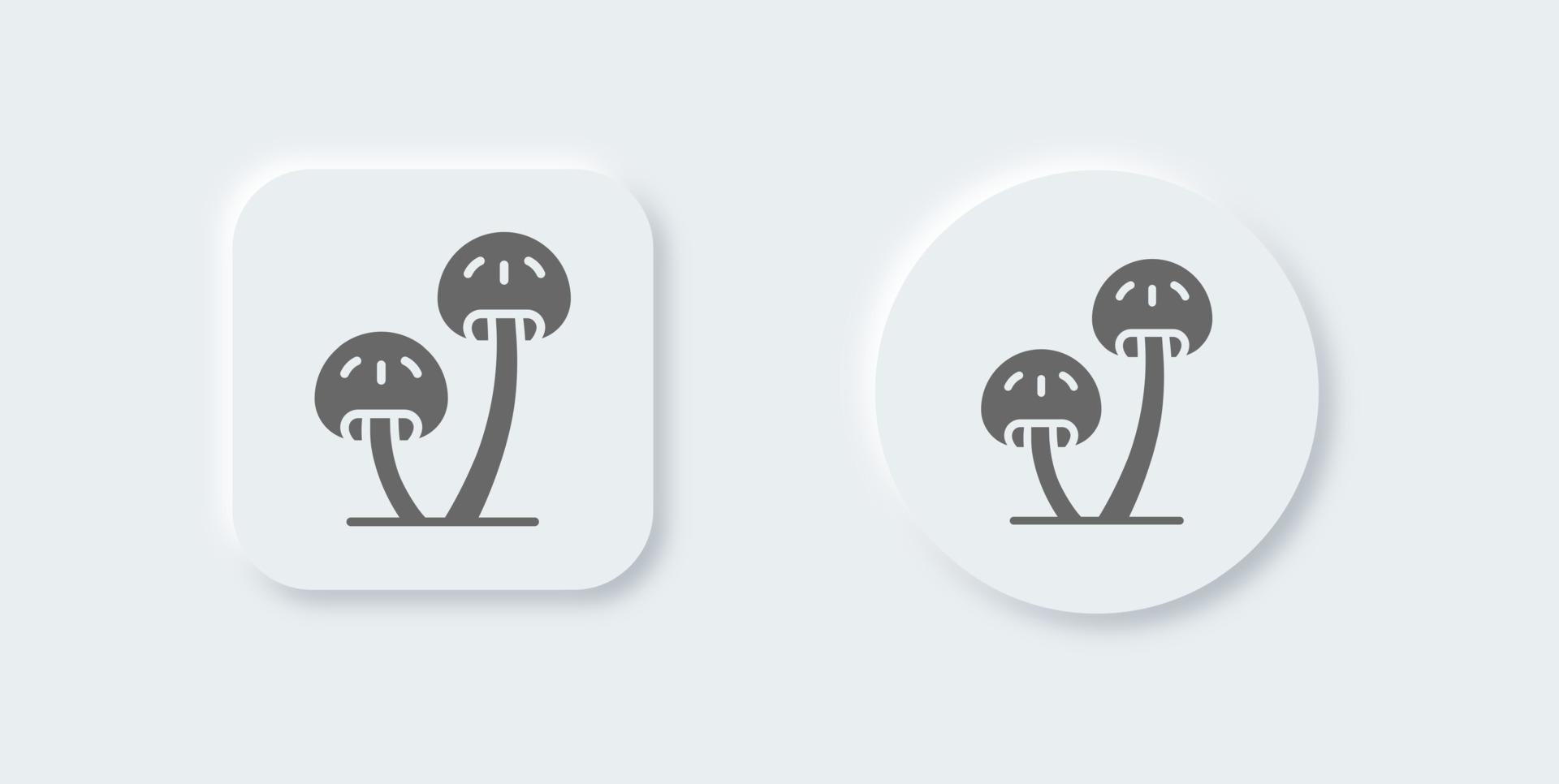 Mushroom solid icon in neomorphic design style. Vegetable signs vector illustration.