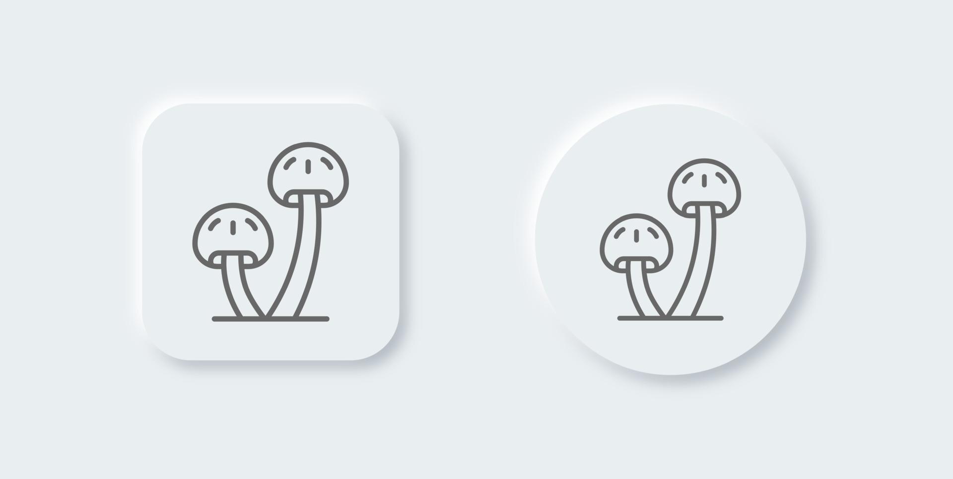 Mushroom line icon in neomorphic design style. Vegetable signs vector illustration.