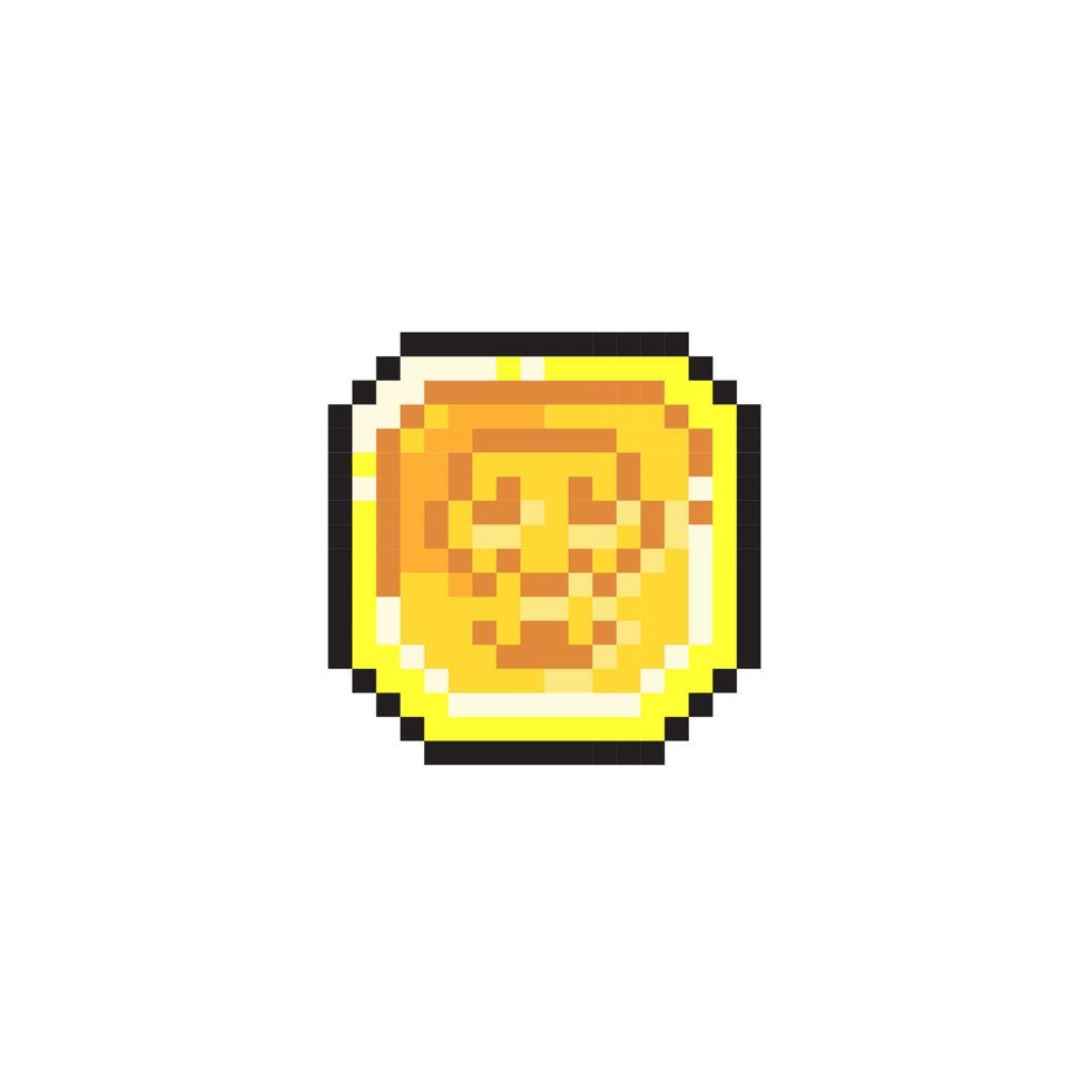 skull golden token in pixel art style vector