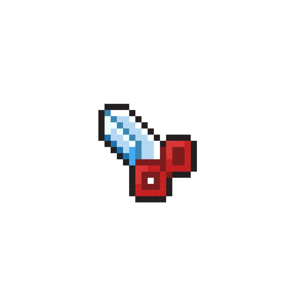 cute scissor sign in pixel art style vector