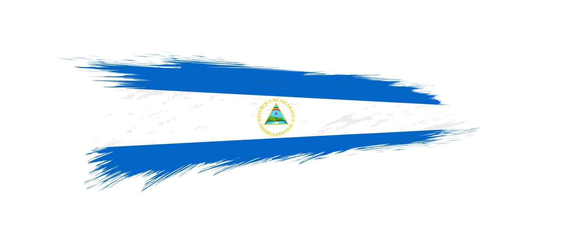 Flag of Nicaragua in grunge brush stroke. vector