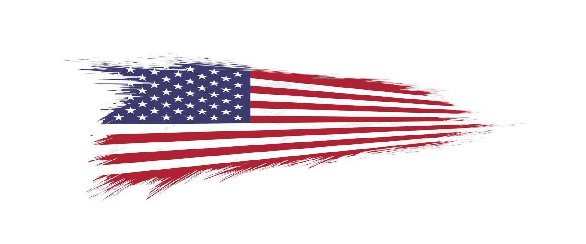 Flag of USA in grunge brush stroke. vector