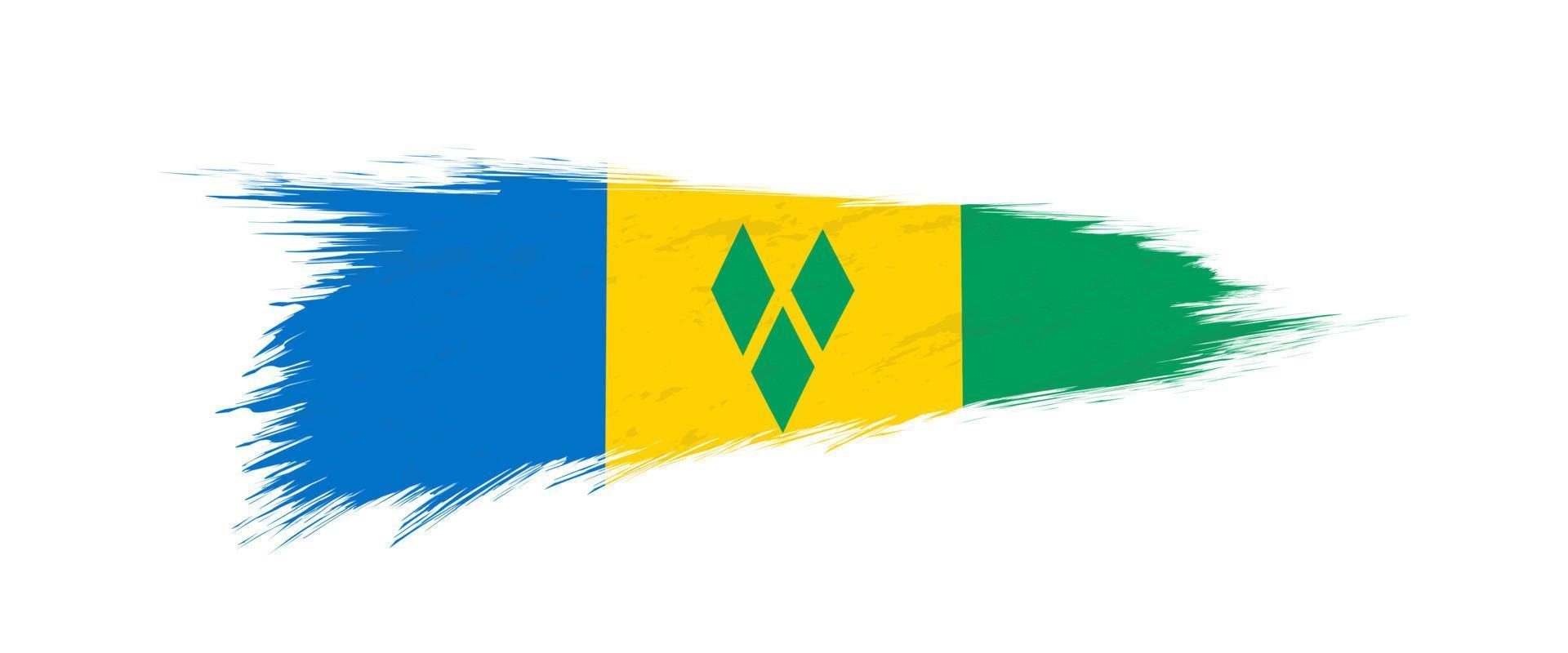 Flag of Saint Vincent and the Grenadines in grunge brush stroke. vector