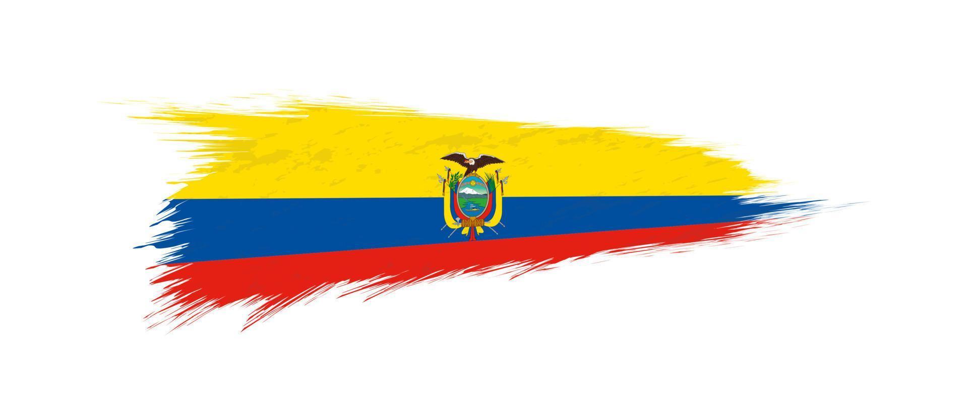 Flag of Ecuador in grunge brush stroke. vector