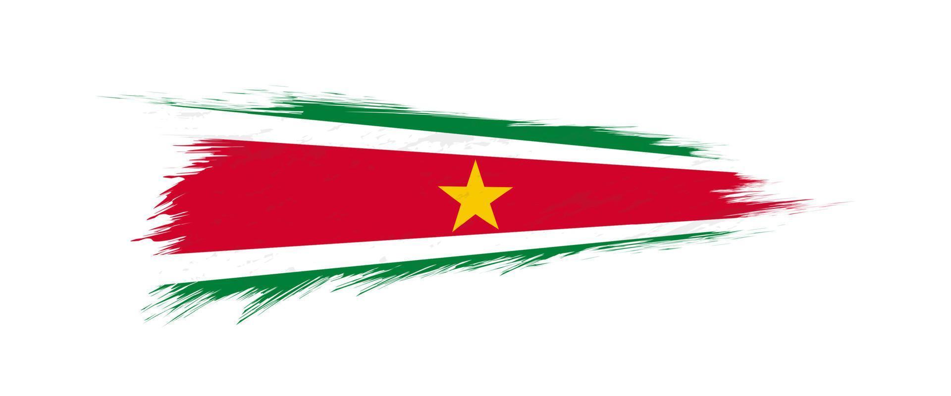Flag of Suriname in grunge brush stroke. vector