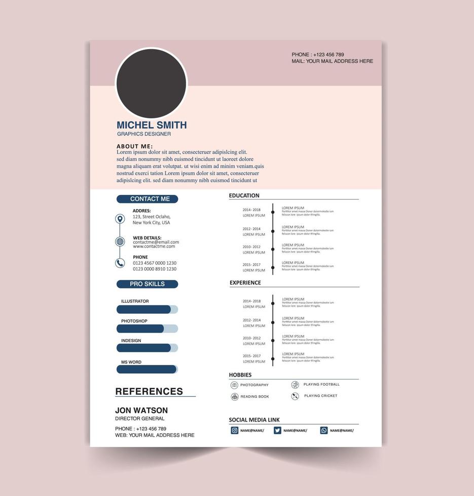 modern Minimalist cv template with Vector Design