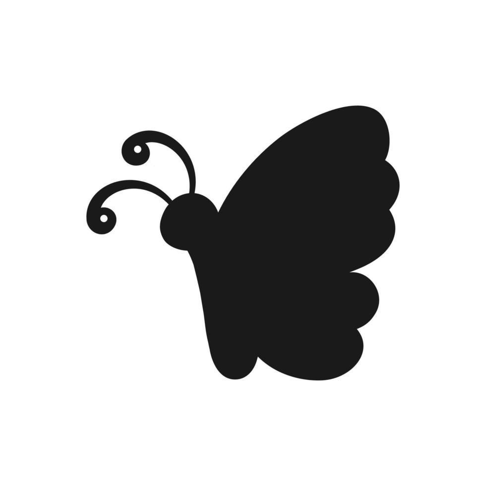 Cute Butterfly Icon Side View Silhouette. Spring Summer Nature Logo Design vector