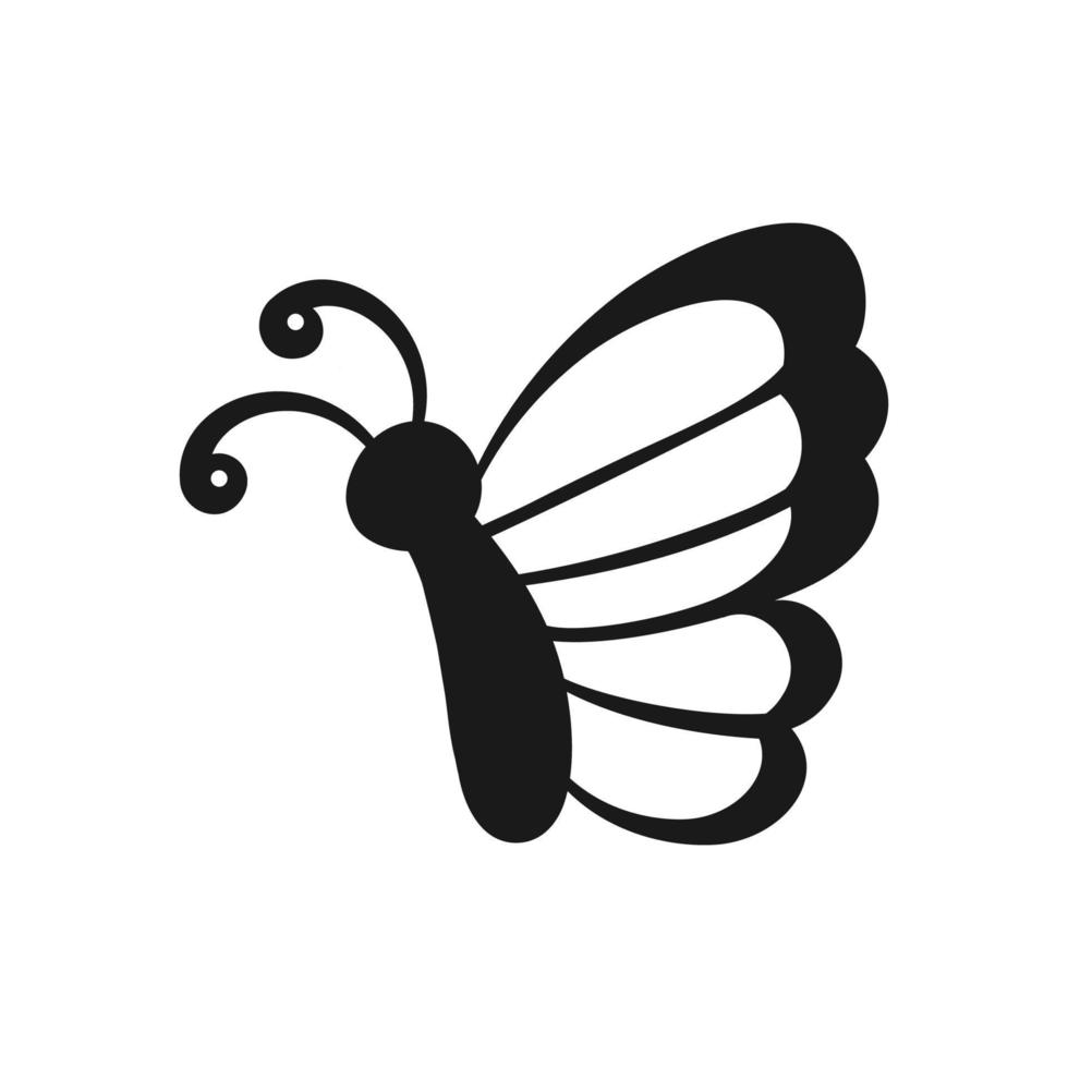 Cute Butterfly Icon Side View Silhouette. Spring Summer Nature Logo Design vector