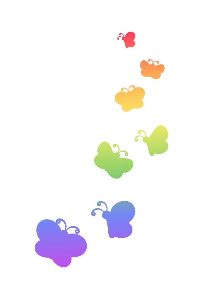 arco iris mariposas silueta sencillo plano vector ilustración. primavera verano orgullo mes diseño elemento.