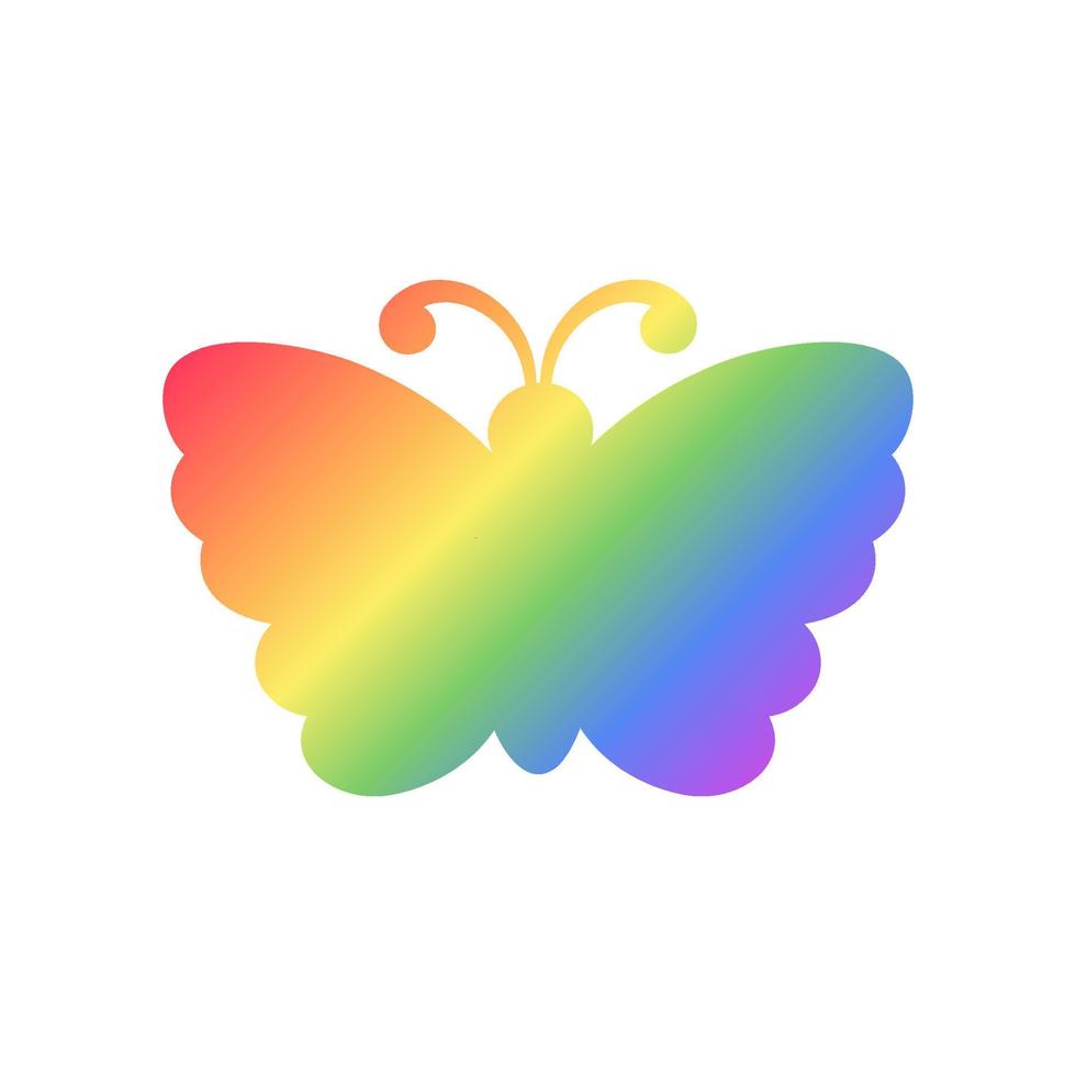 Cute Rainbow Butterfly Icon Silhouette. Spring Summer Pride Month Design Element. vector