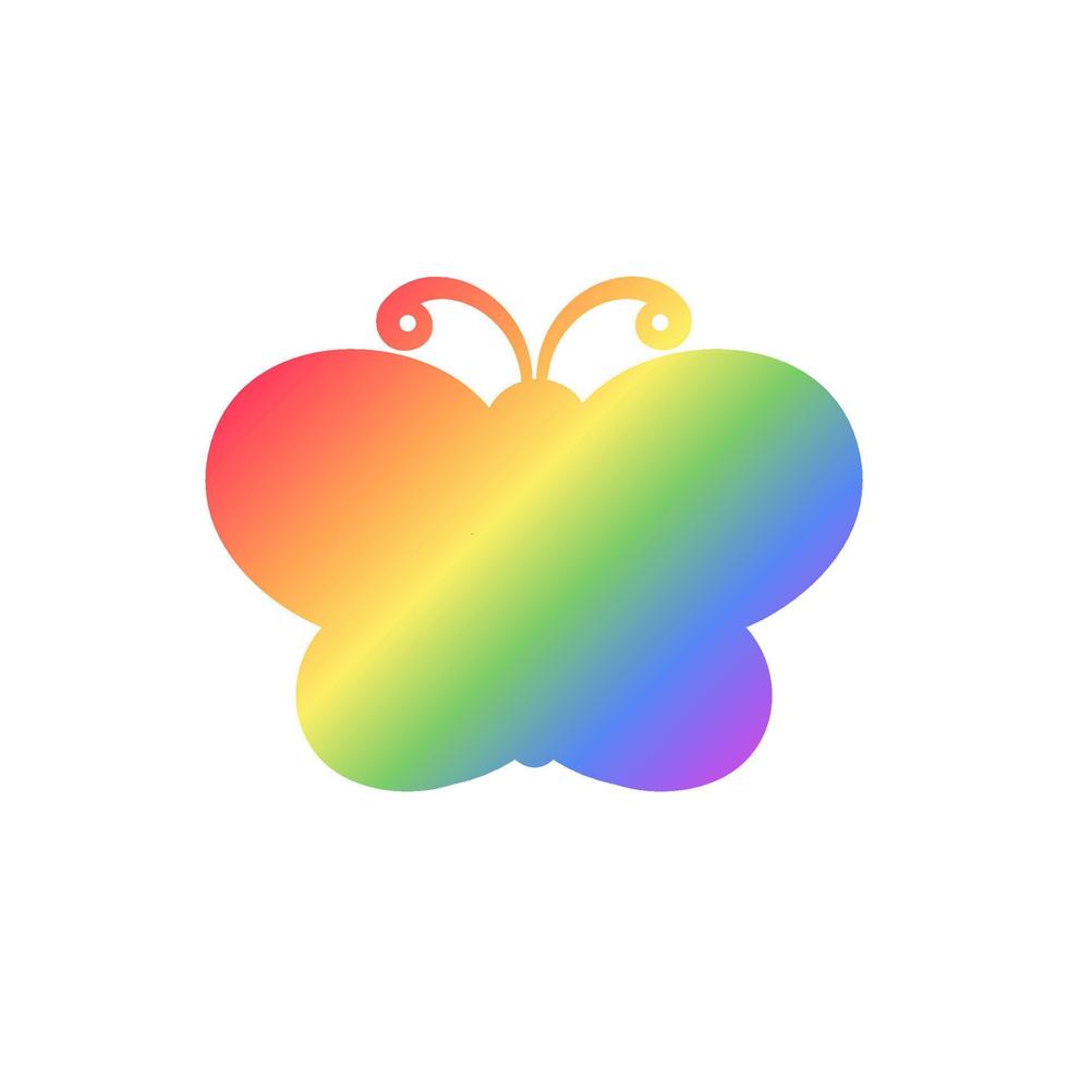 Cute Rainbow Butterfly Icon Silhouette. Spring Summer Pride Month Design Element. vector