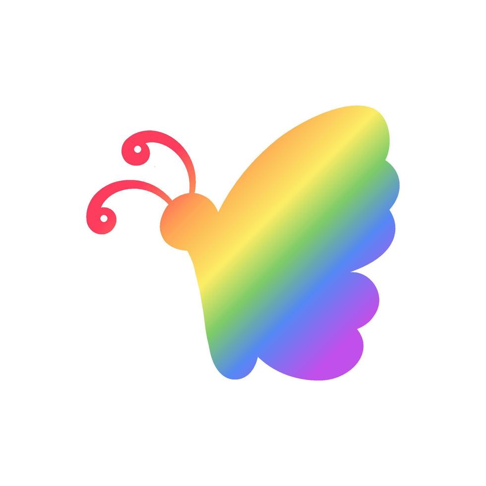 Cute Rainbow Butterfly Icon Silhouette. Spring Summer Pride Month Design Element. vector