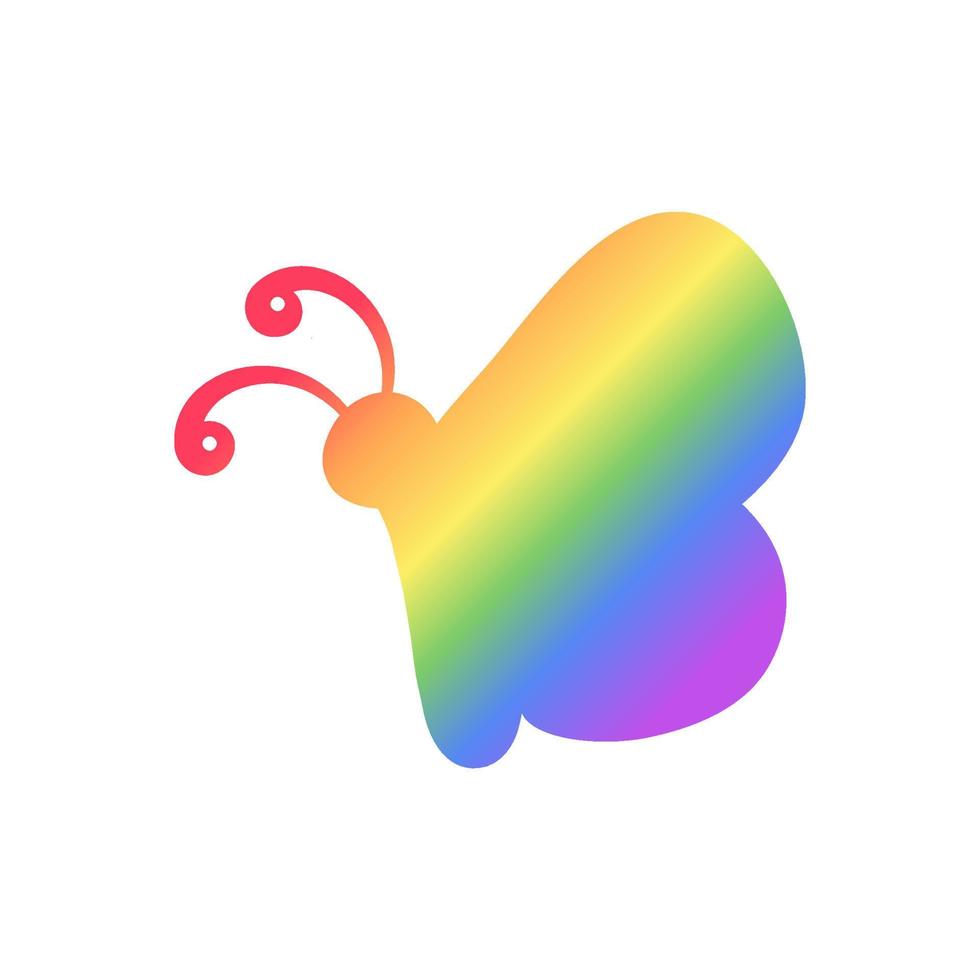 linda arco iris mariposa icono silueta. primavera verano orgullo mes diseño elemento. vector