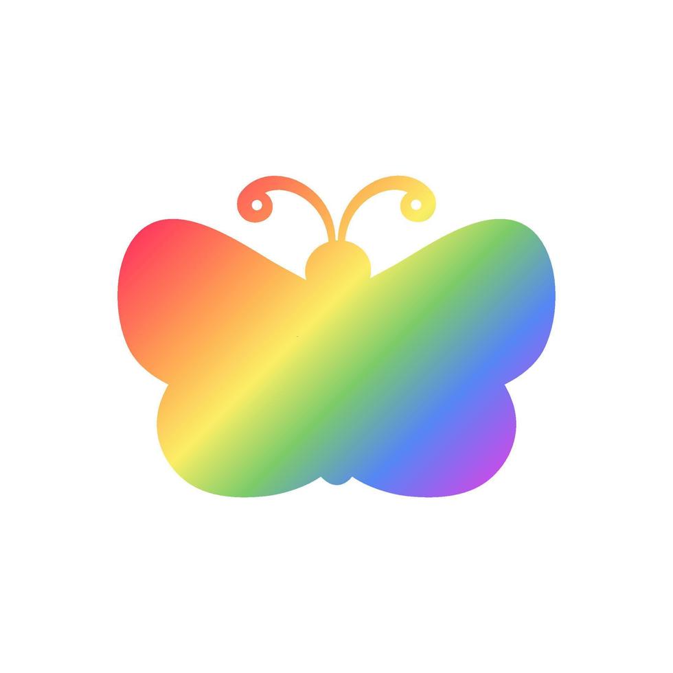 Cute Rainbow Butterfly Icon Silhouette. Spring Summer Pride Month Design Element. vector