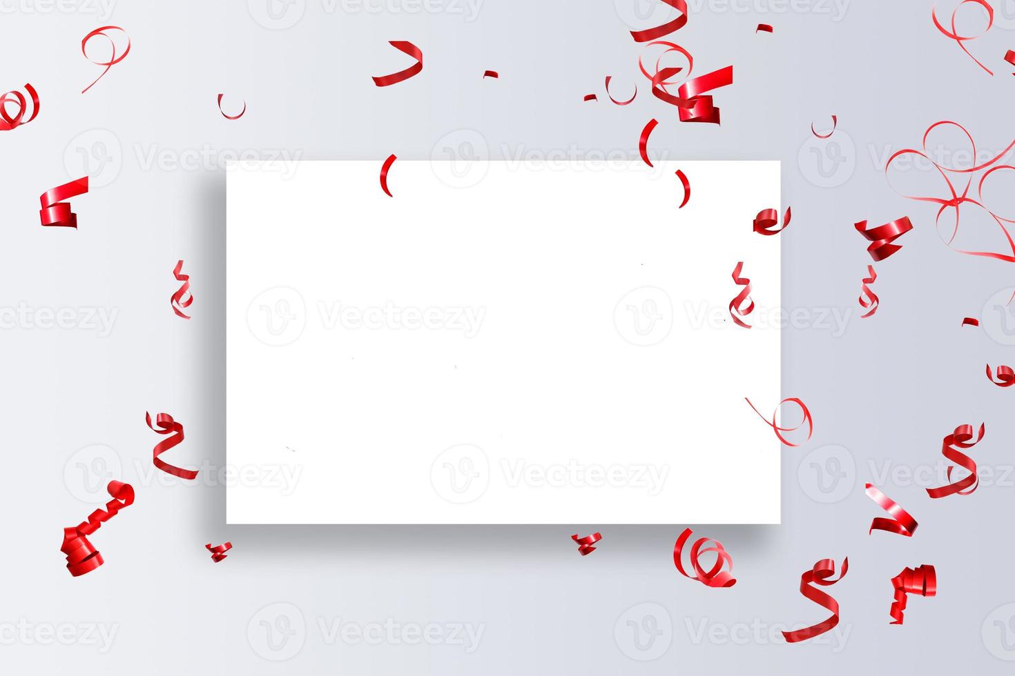 Christmas sheet of paper with red ribbon bow on background photo