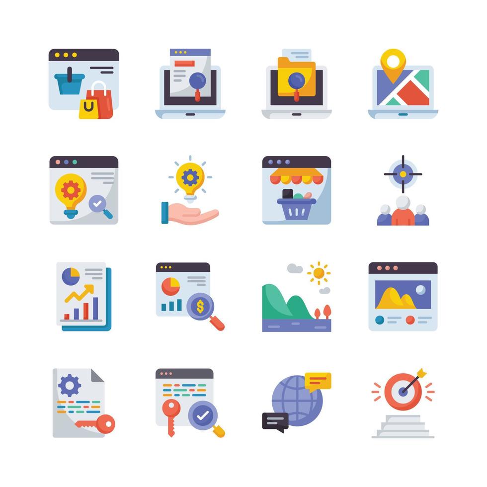 seo desarrollo y márketing vector plano icono diseño ilustración. símbolo en blanco antecedentes eps 10 archivo conjunto 2