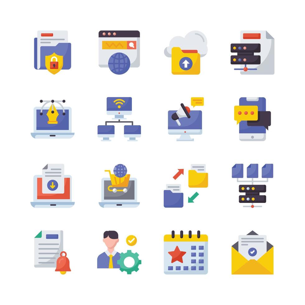 SEO Development And Marketing vector Flat Icon Design illustration. Symbol on White background EPS 10 File set 4