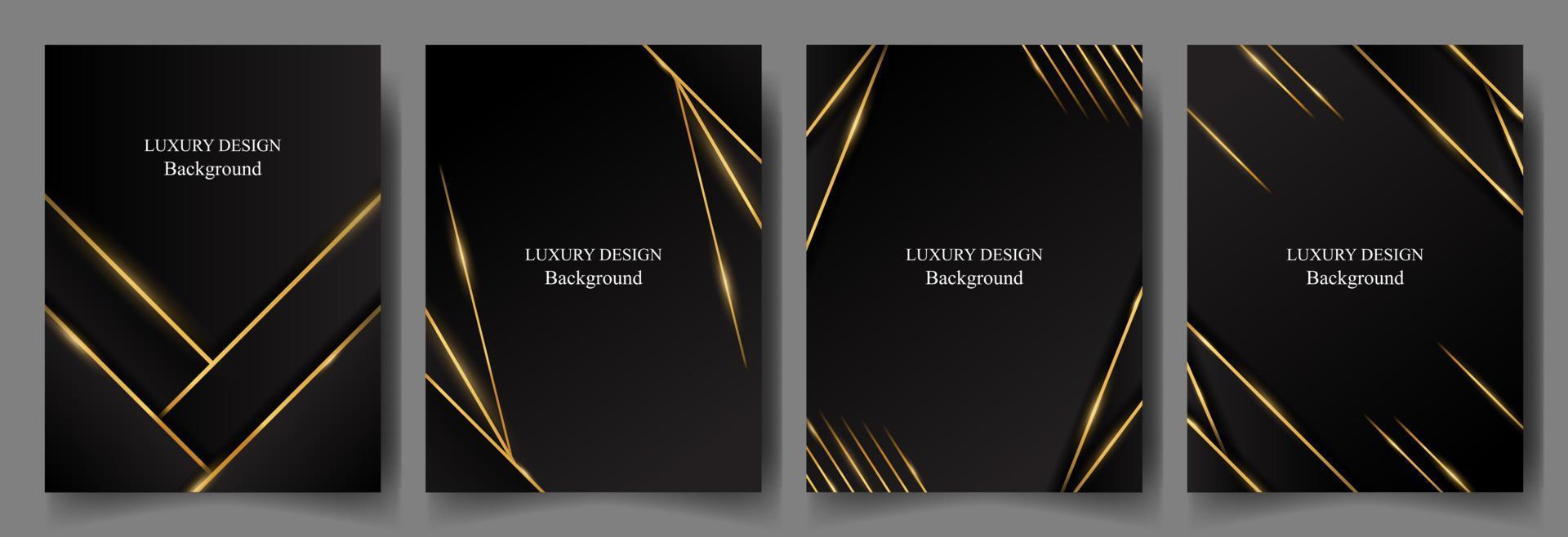 conjunto lujo negro geometría con brillante oro línea diseño antecedentes vector. lujo elegante tema vector