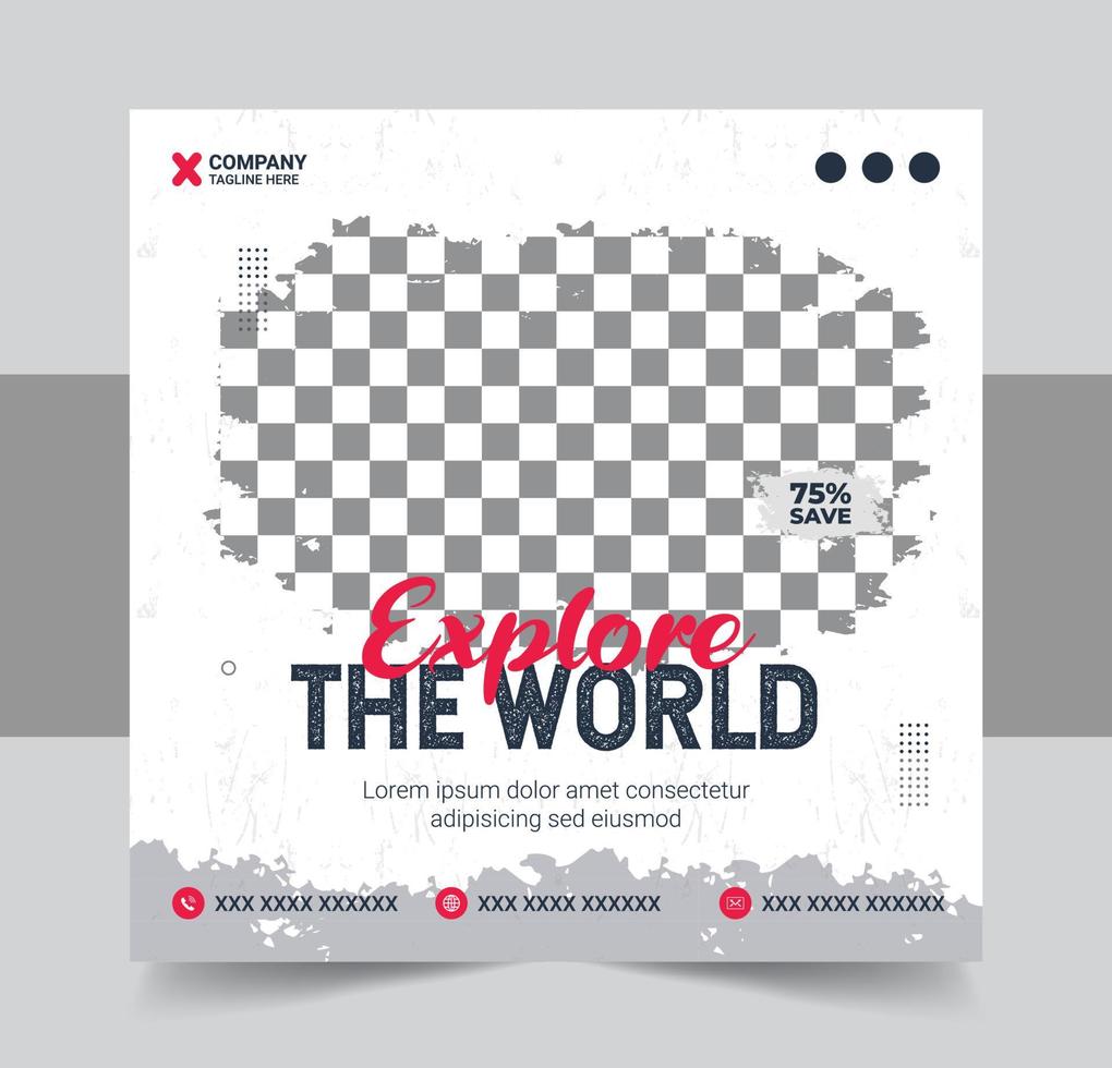 travel adventure square banner for flyer and social media post feed template vector