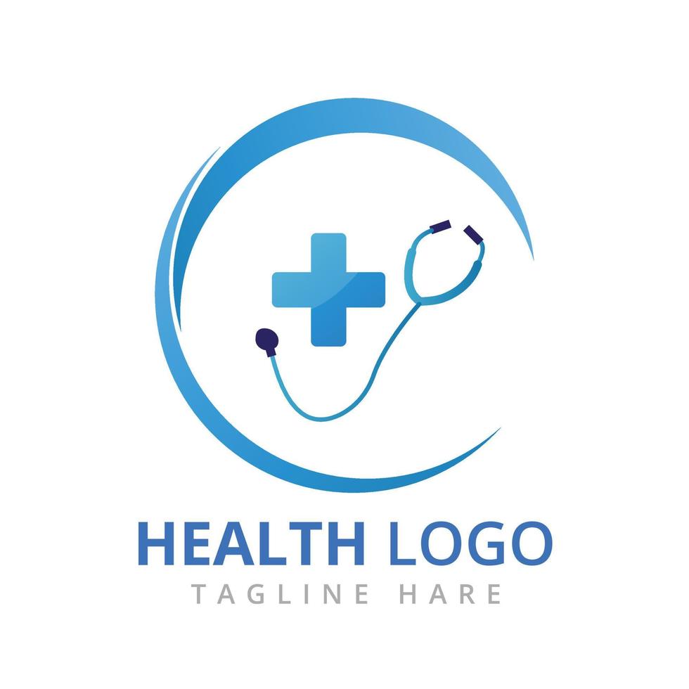 Health logo design with blue gradient color. vector
