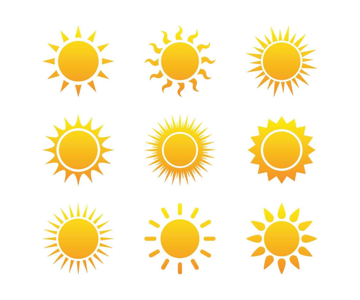 Sun icons vector. Elements for design. Sunshine, Sunset vector illustration.