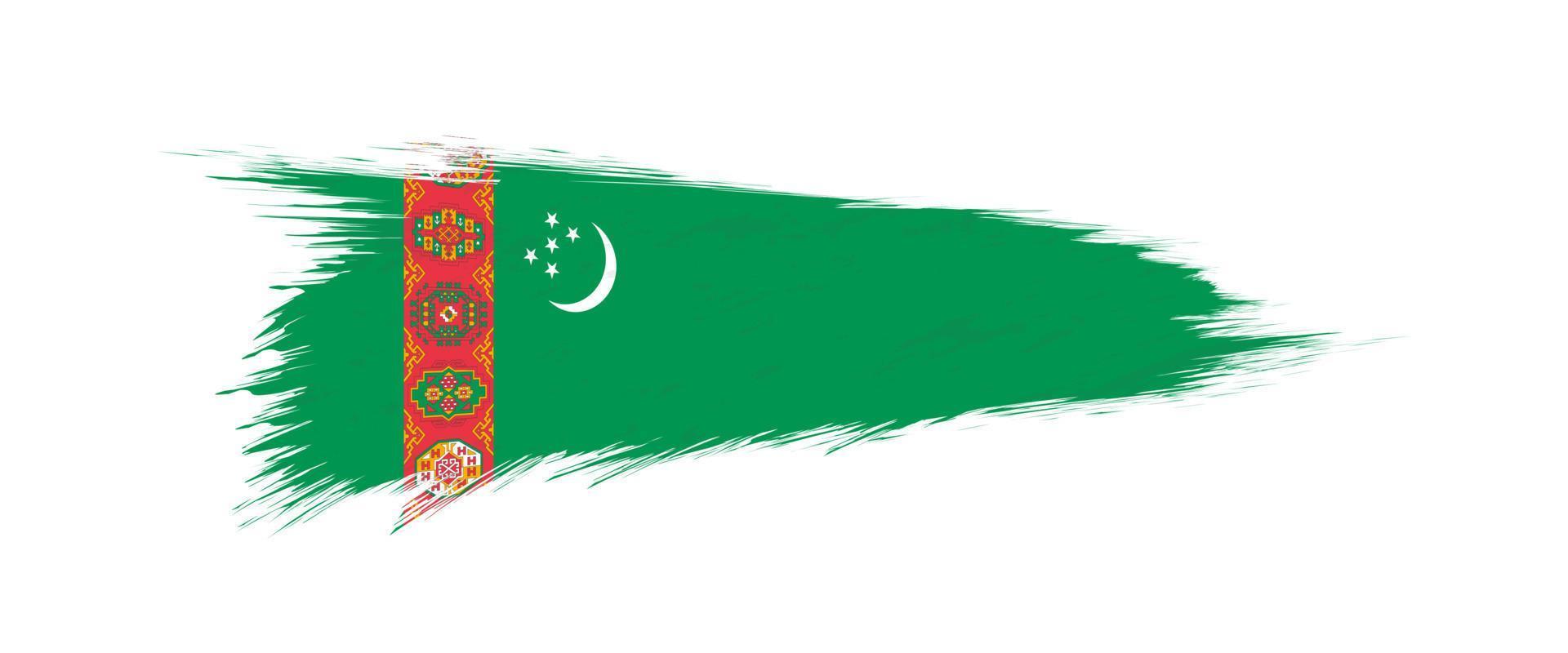 Flag of Turkmenistan in grunge brush stroke. vector