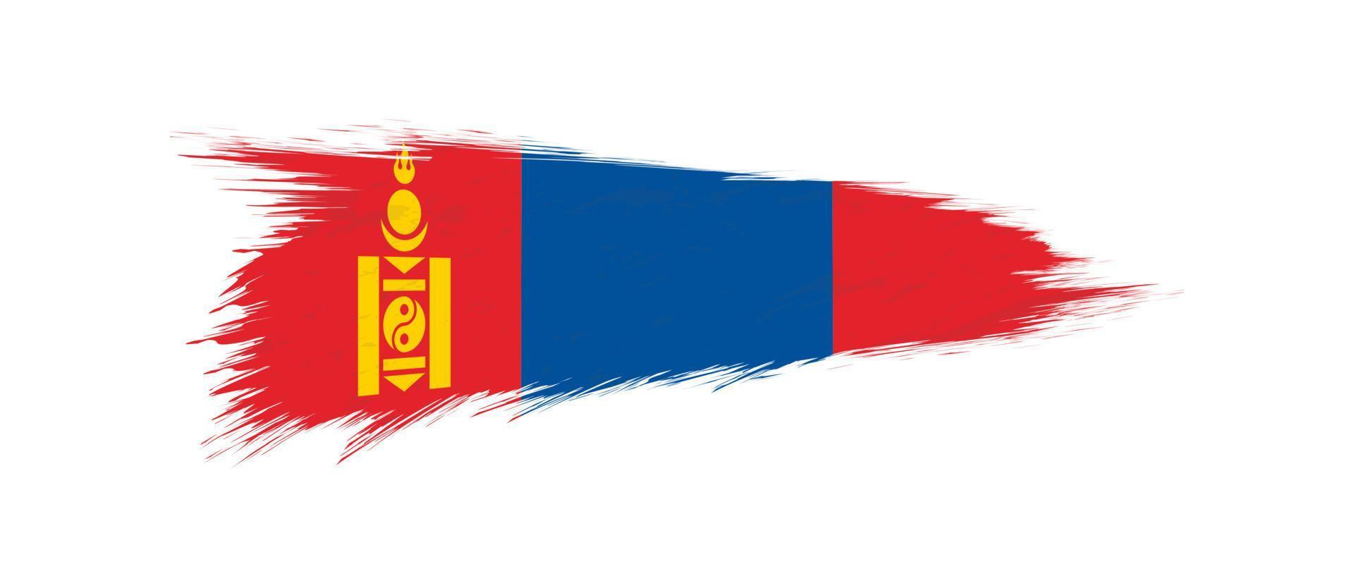 bandera de Mongolia en grunge cepillo ataque. vector