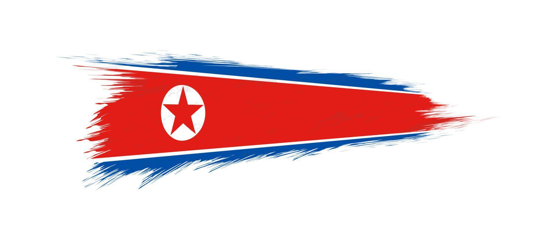 Flag of North Korea in grunge brush stroke. vector