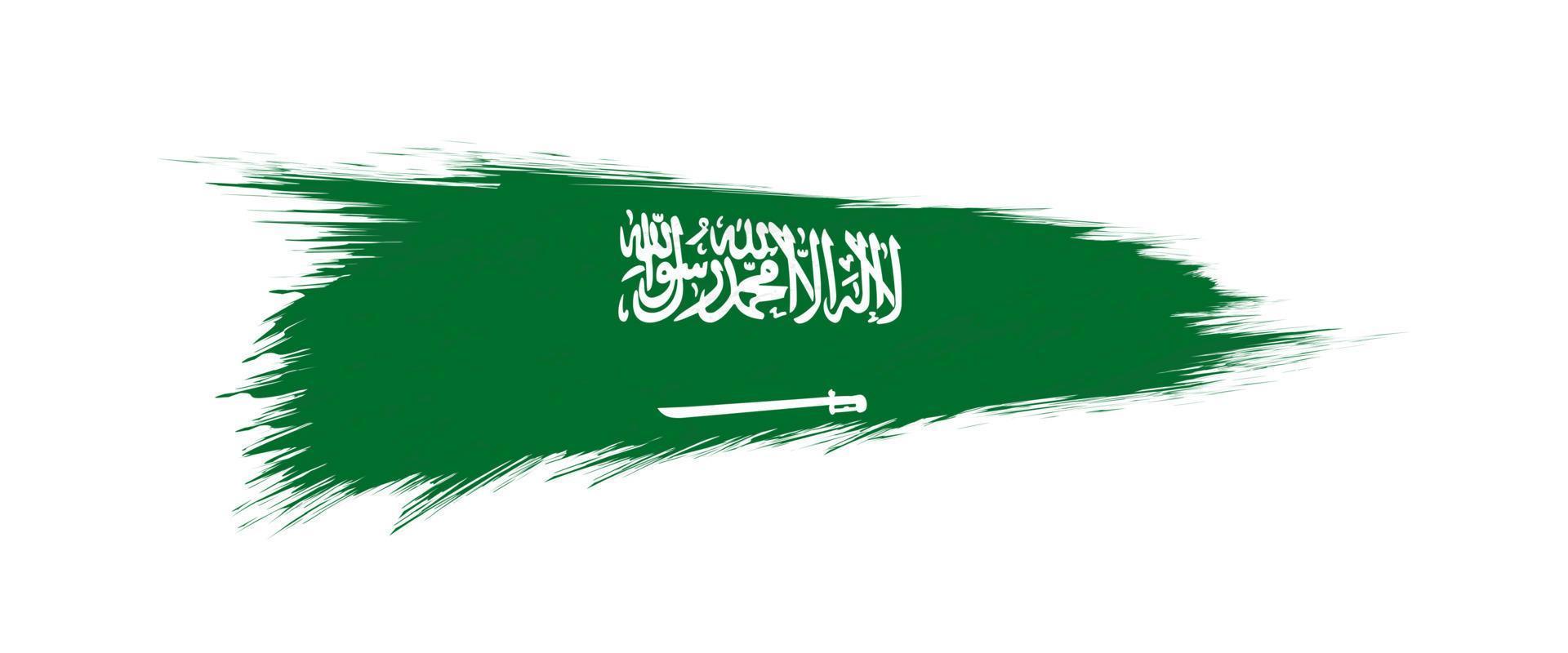 Flag of Saudi Arabia in grunge brush stroke. vector