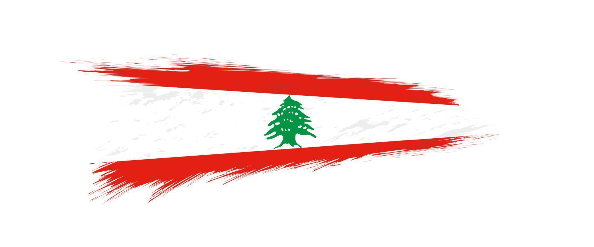 Flag of Lebanon in grunge brush stroke. vector